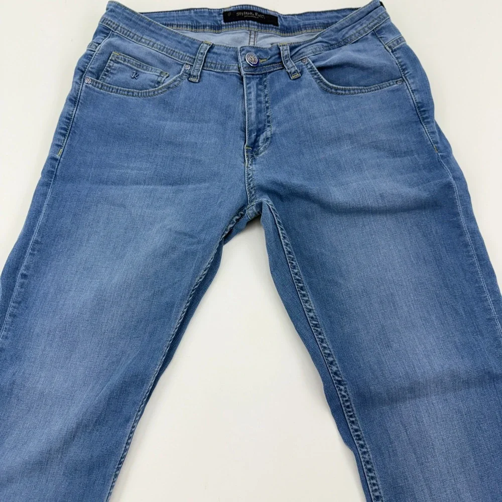 Stefano Ricci Mens Slim Straight Leg Jeans Light Wash Blue Luxury Denim 30x31